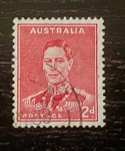Australia 1937-49 Rey Jorge VI 2d Sello Definitivo Rojo Carmín - Usado - Imagen 1 de 1