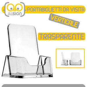 PORTA BIGLIETTI DA VISITA VERTICALE trasparente banco documenti info agenzie - Foto 1 di 1