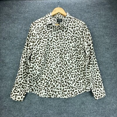 Camisa J Crew para mujer 10 marrón abotonada mezcla de lino manga larga transpirable Foto 1 de 4