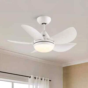YUHAO 30 in. LED White Small Ceiling Fan w/ Light Kit and Remote Control - Picture 1 of 11