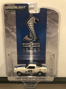 1/64 GREENLIGHT 55 YEARS 1965 FORD SHELBY GT350R BP#45 WHITE & BLUE STRIPES - Picture 1 of 2