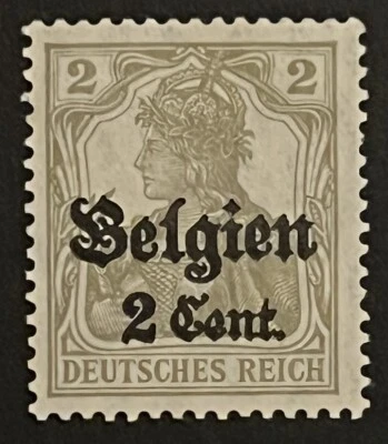 Travelstamps: Germany Offices in Belgium Stamps WWII, 1916 2c OP Mint MNH OG WMK - Image 1 of 4