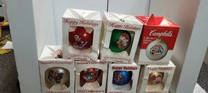 Lot Of 7 1990s Vintage Campbell Soup Ornaments Featuring The Campbell Soup Kids - Picture 1 of 8