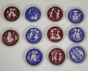 Rosenthal Germany Studio Linie Peynet Lovers Month Mini Plates Set of 11 READ 4" - Picture 1 of 10