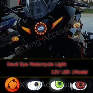1/2kit 1 Model 12V LED Devil Eye Motorcycle Lamp Decal Light Universal WiFi Ctrl - Picture 1 of 17