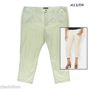 LRL LAUREN $95 NUEVOS Pantalones al tobillo Chinos Beige Pierna Recta Algodón Plus 16W L29 QCO - Imagen 1 de 5