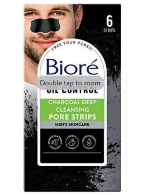 4 Packs BIORE MENS SKINCARE CHARCOAL DEEP CLEANSING PORE NOSE STRIPS  (24 ct) - Image 1 of 4