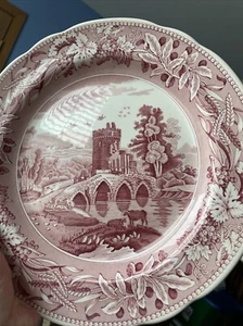 Spode Archive Traditions Series Lucano Red Pink Transferware New Dinner Plate 10 - Picture 1 of 4