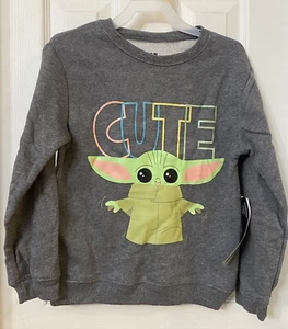 Girls Baby Yoda Sweatshirt Long Sleeve Pullover Size 7 / 8 Medium Star Wars  - Picture 1 of 5