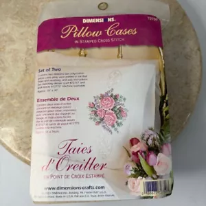 Kit Fundas de Almohada Dimensiones Punto de Cruz 72759 Taies D'Oreiller Rosas Estampadas - Imagen 1 de 3