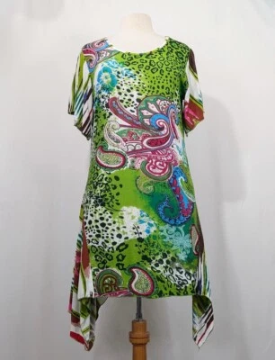Peppermint Bay Tunic Top Dress Colorful Animal Paisley Print Shirt Misses Size L - Image 1 of 4