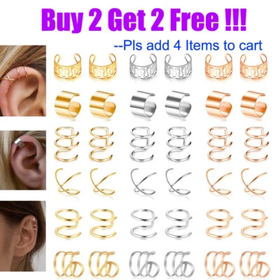 12PCS Stainless Steel Ear Cuff Earrings Non Piercing Non-Piercing Wrap Earrings - Image 1 of 4