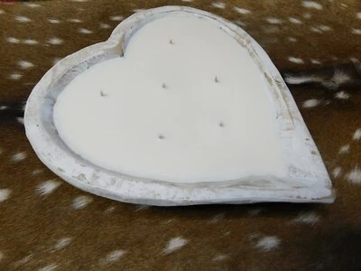 Carved Wooden Heart Dough Bowl Soy Wax Candle Scented WHITE BIRCH TRENCHER 3LB  - Image 1 of 3