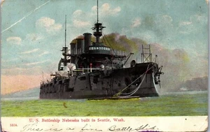 Postal vintage barco acorazado EE. UU. Nebraska Seattle WA 1907 nota: barco turístico  - Imagen 1 de 3