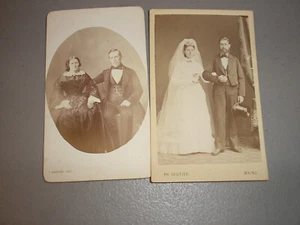 Vintage  Kabinett CDV Karten um 1800 (2) Hochzeitspaar und Paar - Deutschland - Bild 1 von 2