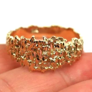 Size Z Genuine 9ct 375 Full Solid Yellow Gold Nugget Ring 12mm Wide 267 - Picture 1 of 12