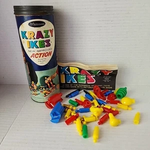 Vintage 1964 Whitman KRAZY IKES Canister of Plastic Building Toys - 40 Pieces - Picture 1 of 10