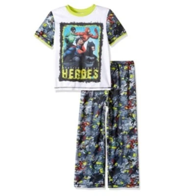 Conjunto de ropa de dormir de malla grande de 2 piezas Justice League para niños, gris, mediano SS Top pantalones largos Foto 1 de 4
