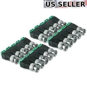 Male Coax CAT5 Coaxial BNC Cable Connector adapter Camera CCTV Video Balun LOT - Picture 1 of 9