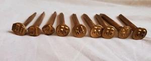 Lot of Vintage Railroad Date Nails 1950-1958 Consecutive Set of 9 GOLD - Picture 1 of 6