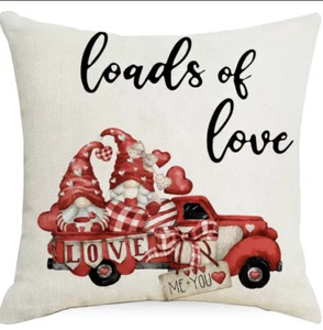 VALENTINSTAG WERFEN KISSENBEZUG 18""X18"" ""LOADS OF LOVE"" ZWERGE/PICKUP LKW - Bild 1 von 1