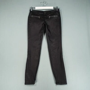 Victoria Beckham Skinny Jeans Womens 26 Black Wax Ankle Zip Italy Trousers Pants - Picture 1 of 23