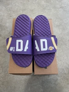 Sandals Slides ISlides Sz 12 #1DAD Men's Lakers Basketball NBA - Picture 1 of 3