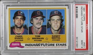 1981 Topps Future Stars Chris Bando Tom Brennan Sandy Wihtol PSA 9 Rookie RC