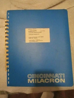 Cincinnati Milacron Service Special LUBRICANTS Purchase Specifications Manual - Image 1 of 3