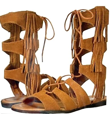 Sandalias MINNETONKA Milos Gamuza Cuero Talla 8 Media Pantorrilla Boho Gladiador Mocasín   Foto 1 de 4