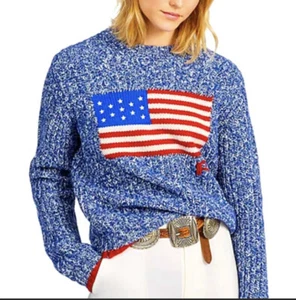 POLO RALPH LAUREN USA Flagge patriotisch maritim gesprenkelt schwerer Pullover NEU CL - Bild 1 von 12