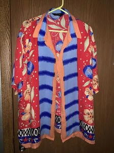 GENELLI Herren Vintage Seide Abstrakt Hawaii Blumen Bunt Hemd Gr. 2XL XXL - Bild 1 von 7