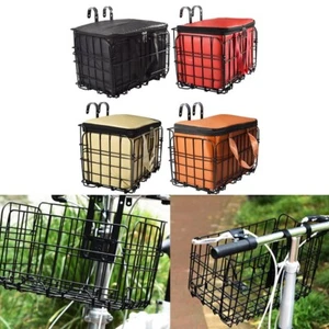Ebike Bike Basket Front/Rear Folding Bicycle Basket With Removable Liner PU Bag - Picture 1 of 34