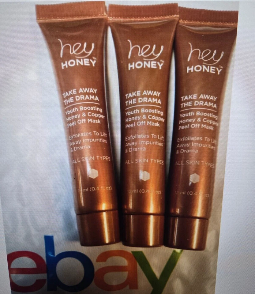 3x Hey Honey TAKE AWAY THE DRAMA Youth Boosting Honey Copper Peel Off Mask 12ml - Image 1 of 1