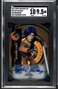 2015 Topps Star Wars High Tek Ezra Bridge Rookie Auto Gold Rainbow /50 SGC 9.5