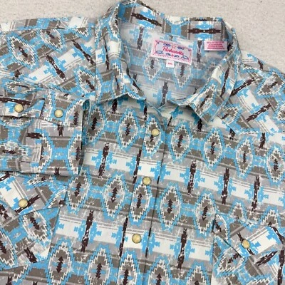 Panhandle Western Pearl Snap Shirt Women's 2XL Aztec All Over Print Long Sleeve - Image 1 of 4