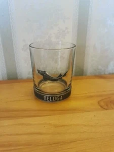 Beluga Russian VODKA Glass Tumbler Pewter Badge and Trim 3.5" - Picture 1 of 13