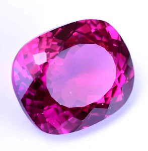 Natural Flawless Rhodolite Garnet 30.00 Ct Raspberry Pink Cushion Certified Gem - Picture 1 of 6