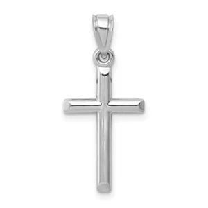 Real 14kt White Gold Hollow Cross Pendant - Picture 1 of 5