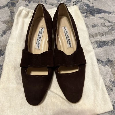Zapatos de salón Manolo Blahnik vintage de gamuza charol 36 marrones Foto 1 de 4