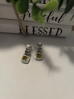 Pendientes colgantes David Yurman 7 mm limón citrino y diamantes 7,4 gramos ¡IMPRESIONANTES! Foto 1 de 4