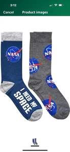 NASA Crew-Socken für Herren 2er-Pack blau & grau Schuhgröße 6-12 NEU mit Etikett - Bild 1 von 4
