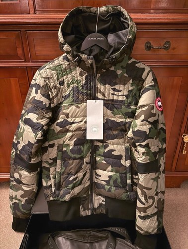 Giacca bomber con cappuccio originale Canada Goose Cabri cappotto mimetico slim £650