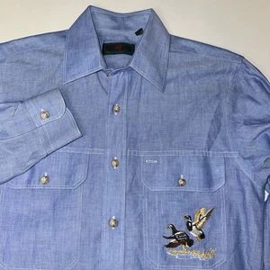 Vintage Chambray Ente bestickt Abercrombie & Fitch Knopfleiste Hemd S Slim - Bild 1 von 6