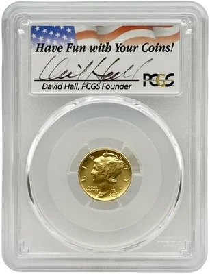 2016-W 1/10 oz Gold Mercury Dime Centennial PCGS SP70 FS David Hall #4 - Image 1 of 2