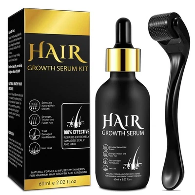 Aceite de crecimiento del cabello biotina y barba Derma Roller Kit para hombres mujeres 2,02 oz Foto 1 de 4