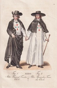 Trinitarierorden Trinitarians Spain France order Tracht costume engraving 1821 - Picture 1 of 1