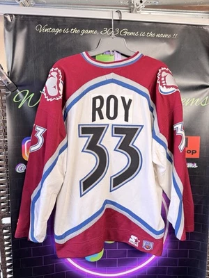 Camiseta deportiva de hockey vintage Starter Patrick Roy #33 Colorado Avalanche auténtica de la NHL Foto 1 de 4