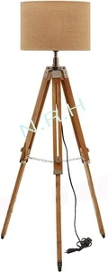 Vintage Teakwood Tripod Floor lamp Victorian Living Room Bedroom Lamp Home Decor - Picture 1 of 3