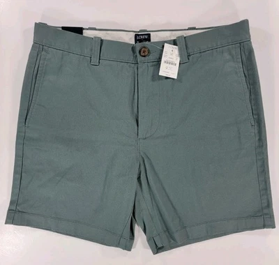 NOVO J. Shorts masculino Crew Green Preppy Chino 7" algodão 33 casual elástico novo com etiquetas  - Imagem 1 de 4